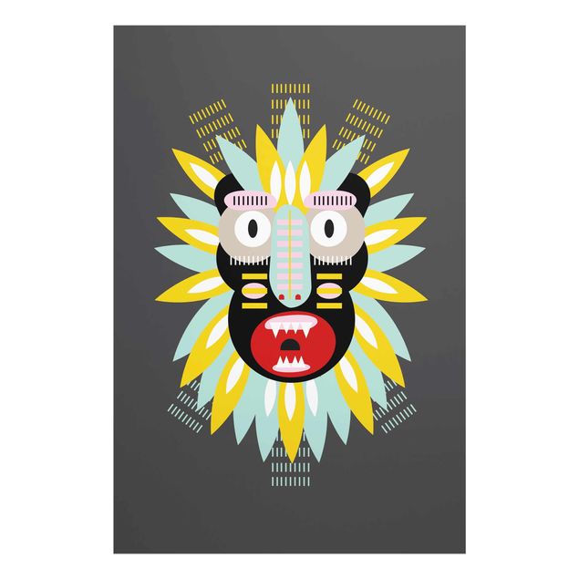 Tableau multicolor Collage masque ethnique - King Kong