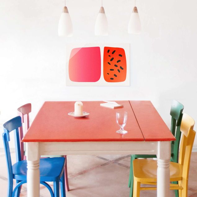 Tableaux en verre abstraits Formes abstraites - Melon et rose