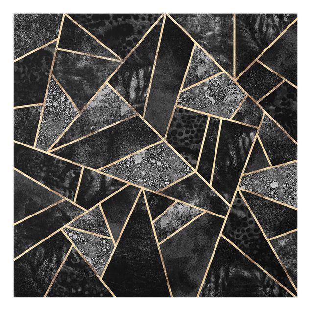 Tableau art abstrait Triangles gris dorés