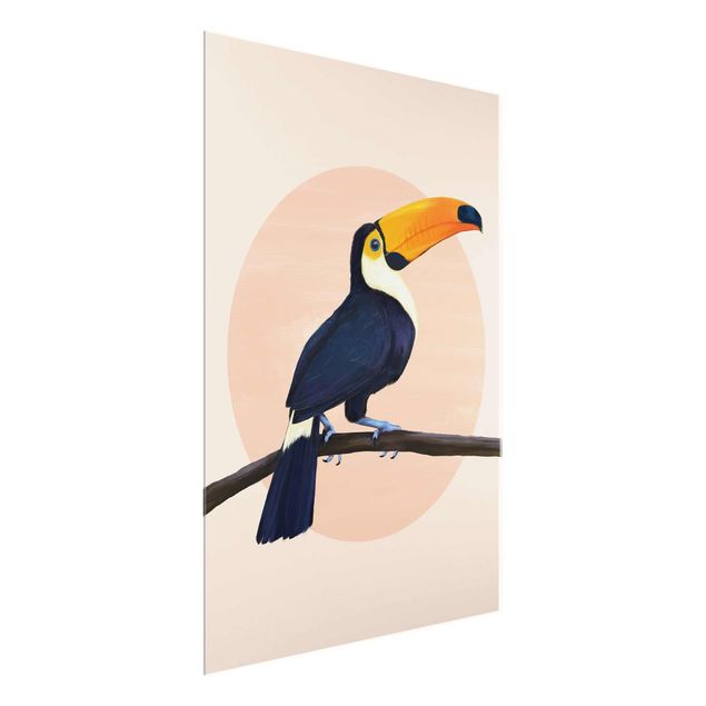 Tableau animaux Illustration Oiseau Toucan Peinture Pastel