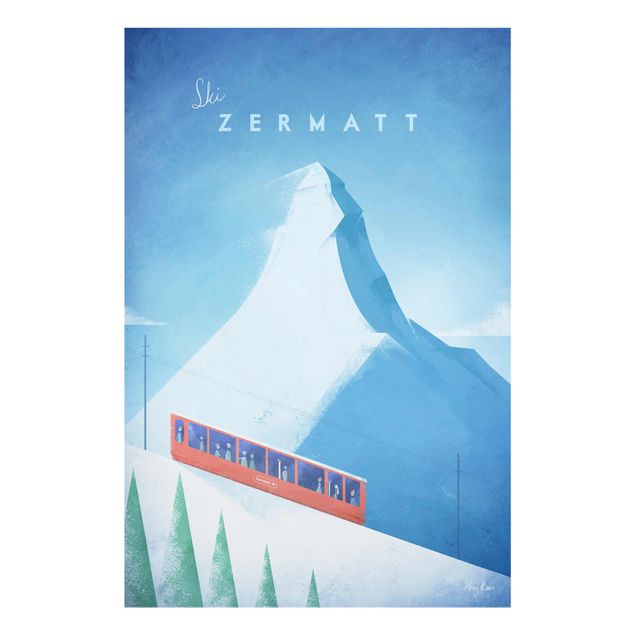 Tableau verre montagne Poster de voyage - Zermatt