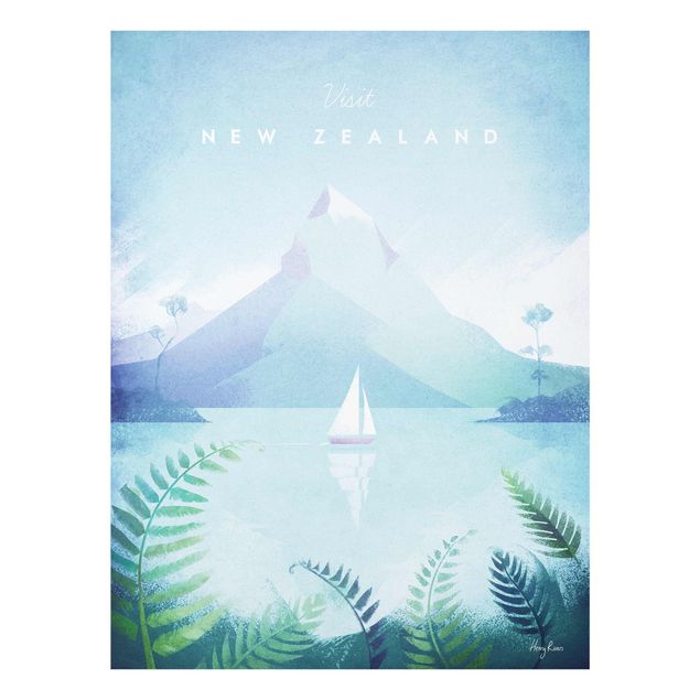 Tableau verre montagne Poster de voyage - Nouvelle-Zélande