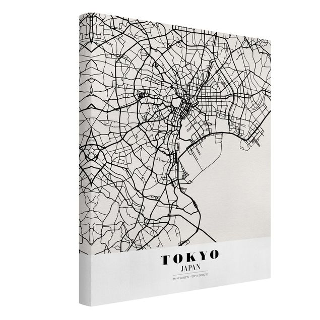 Tableaux sur toile en noir et blanc Plan de ville de Tokyo - Classique