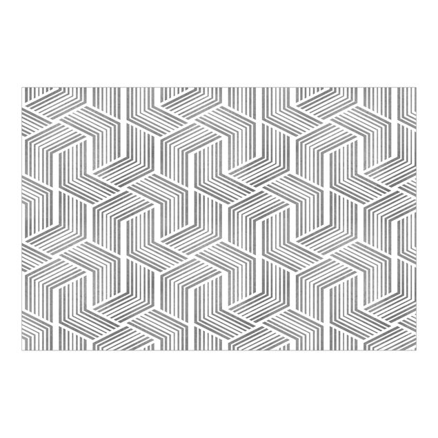Papiers peints gris 3D Pattern With Stripes In Silver