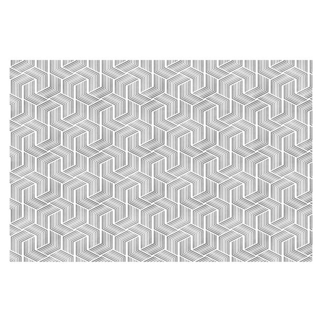 Papier peint gris 3D Pattern With Stripes In Silver