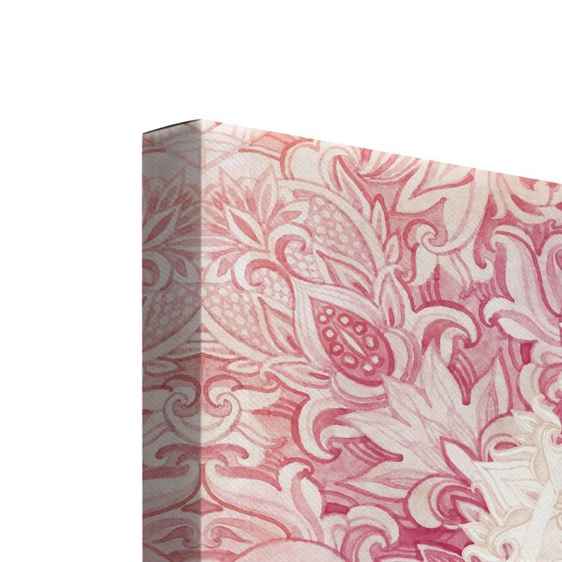 Impression sur toile - Mandala Watercolour Ornament Set Beige Pink