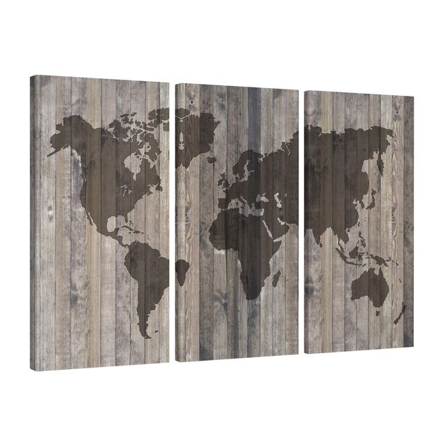 Tableau de ville Carte du monde en bois