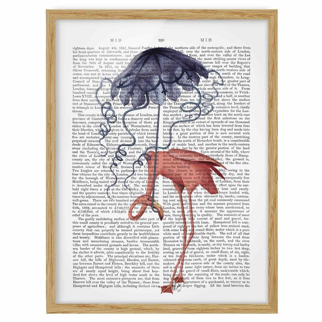 Tableau moderne Lecture d'animaux - Flamant avec parapluie