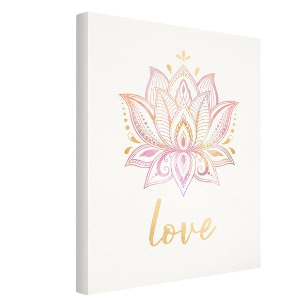 Tableau spirituel Illustration Lotus Love Or Rose Clair