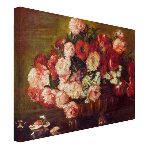 Toile fleur rose Auguste Renoir - Nature morte aux pivoines