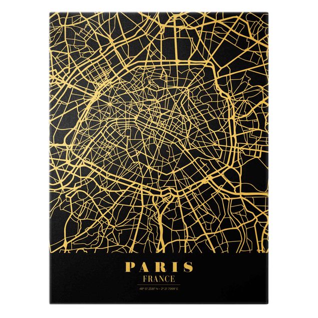 Tableaux noirs Plan de ville de Paris - Noir classique