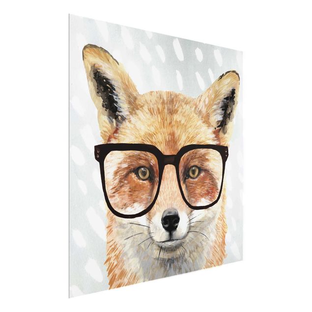 Tableau en verre animaux Animaux avec lunettes - Renard