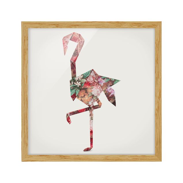tableaux floraux Origami Flamingo