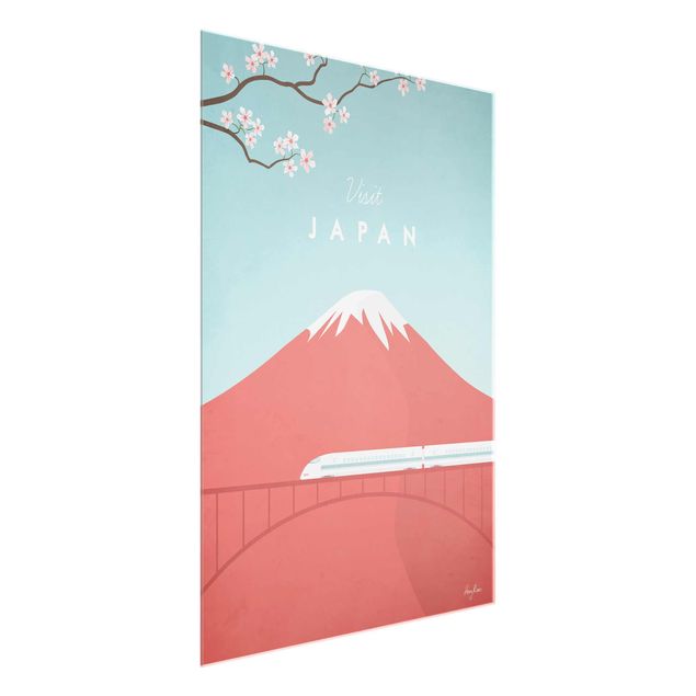 Tableau verre montagne Poster de voyage - Japon