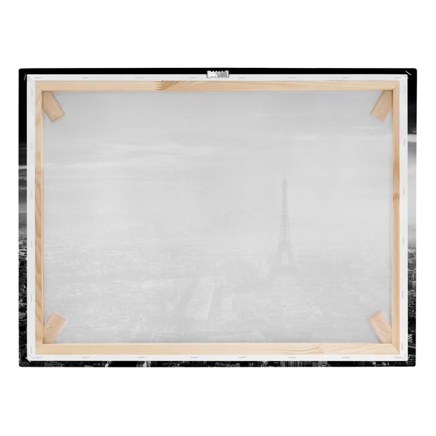 Tableaux noir et blanc La Tour Eiffel vue du ciel en noir et blanc