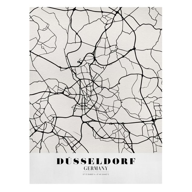 Tableaux noir et blanc Plan de ville de Dusseldorf - Classique