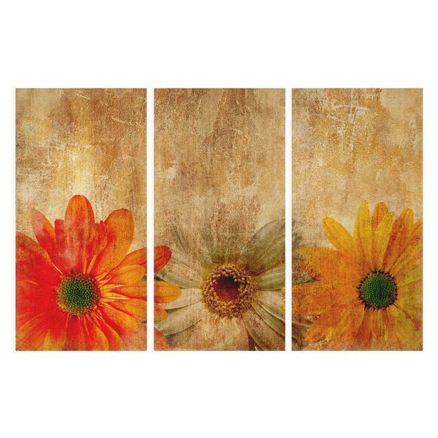 Tableau avec couleur orange Vintage Flower mix