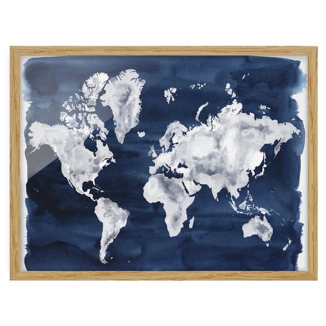 Tableaux carte du monde Carte du monde de l'eau foncé