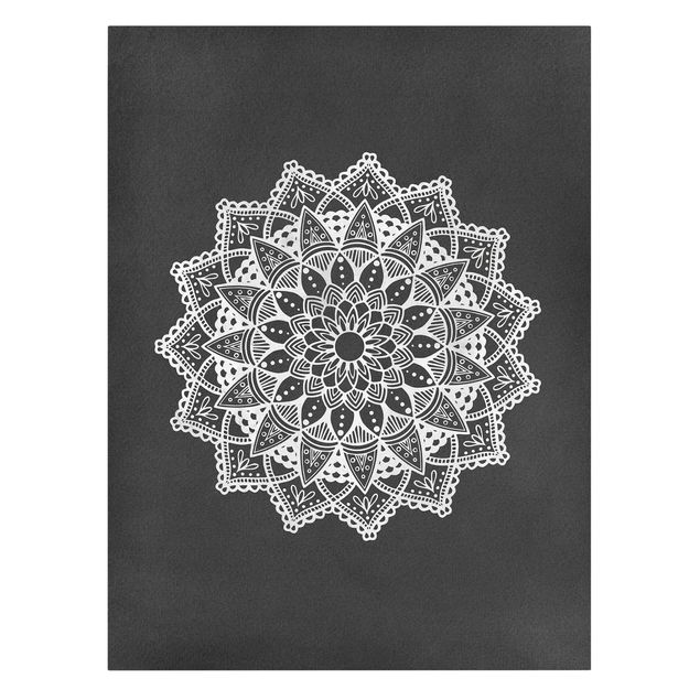 Tableaux noir et blanc Mandala Illustration Ornament White Black