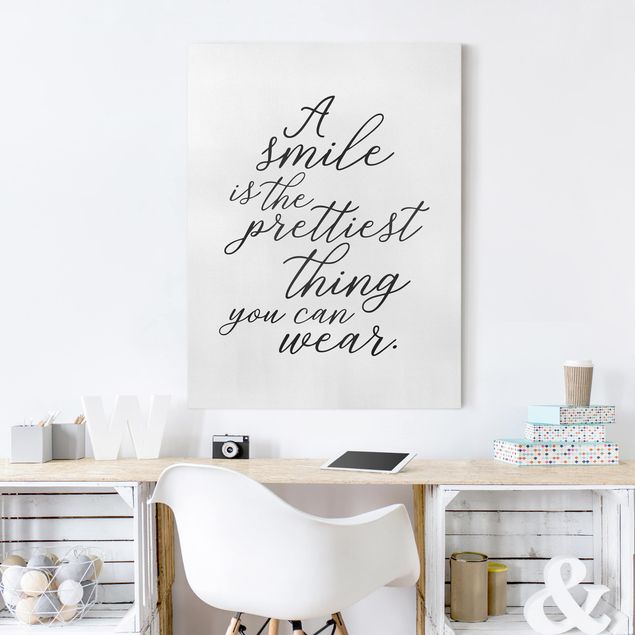 Tableaux sur toile en noir et blanc A Smile Is The Prettiest Thing