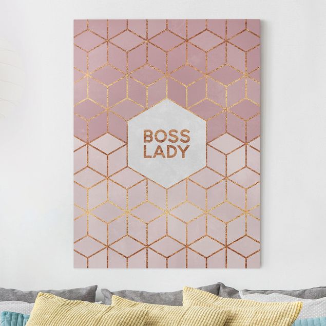 Déco murale cuisine Boss Lady Hexagones en Rose