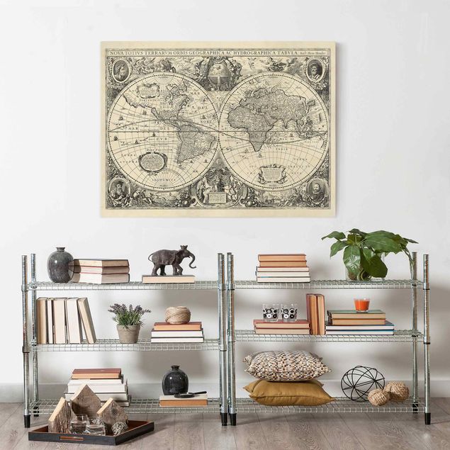 Tableaux mappemonde Illustration antique d'une carte du monde vintage