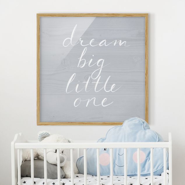 Décoration chambre bébé Mur en bois gris - Dream Big