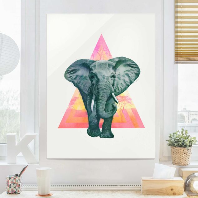 Tableau décoration Illustration Elephant Front Triangle Painting