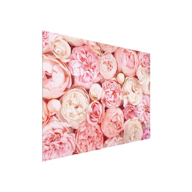 Tableaux en verre fleurs Roses Coral Shabby en rose