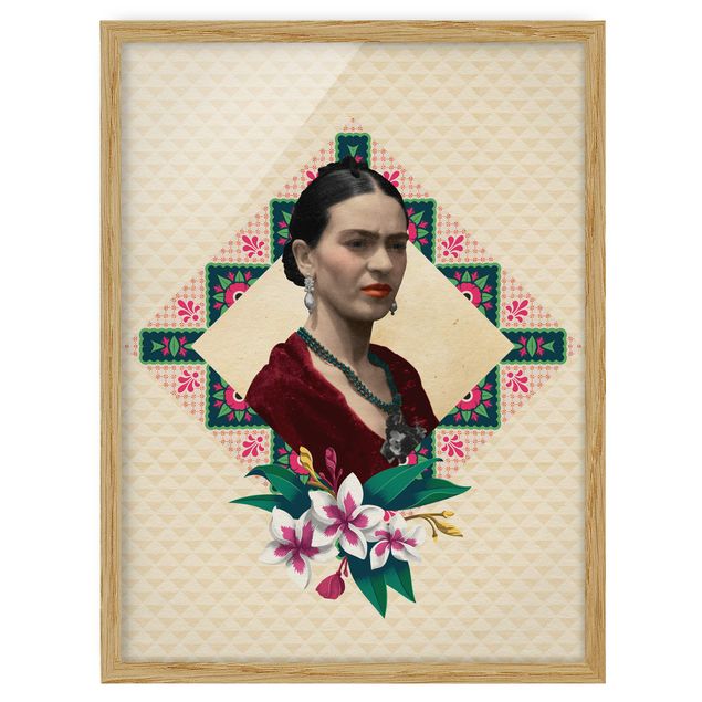 Tableau reproduction Frida Kahlo - Fleurs et géométrie