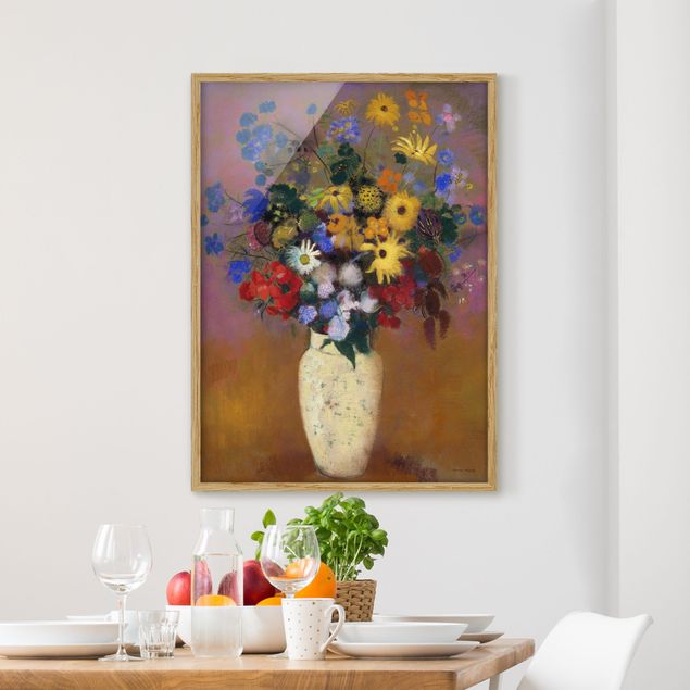 Tableaux Artistiques Odilon Redon - Vase blanc avec des fleurs