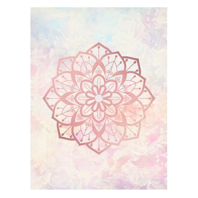 Tableaux zen Mandala Illustration Fleur Rose Pastel
