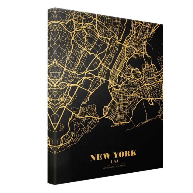 Tableaux noir et blanc Plan de la ville de New York - Noir classique