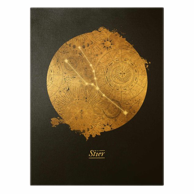Tableau sur toile or - Zodiac Sign Taurus Gray Gold
