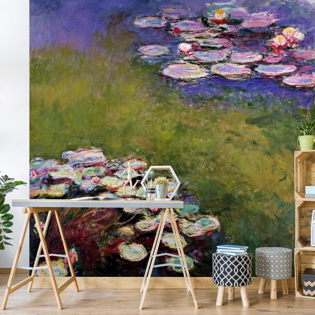 Papier peint fleurs roses Claude Monet - Nénuphars