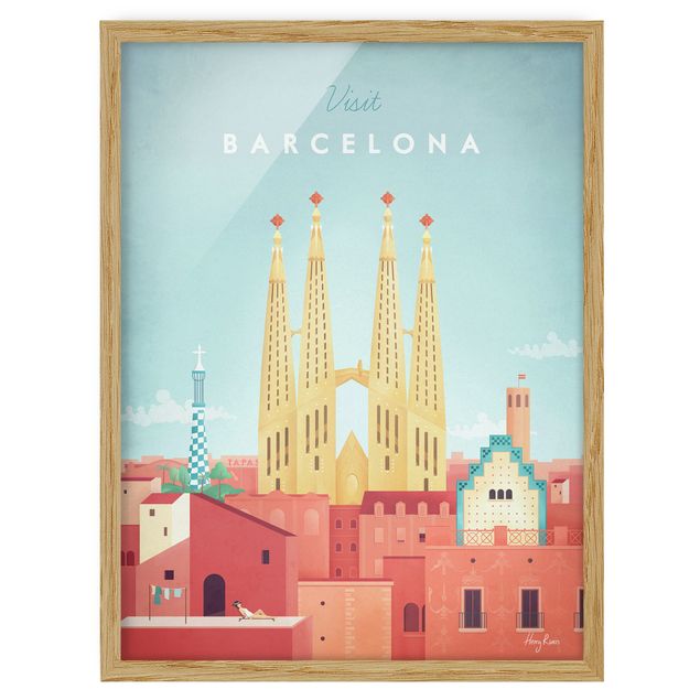 Tableau style vintage Poster de voyage - Barcelone