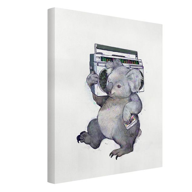 Tableaux poissons Illustration Koala avec Radio Peinture