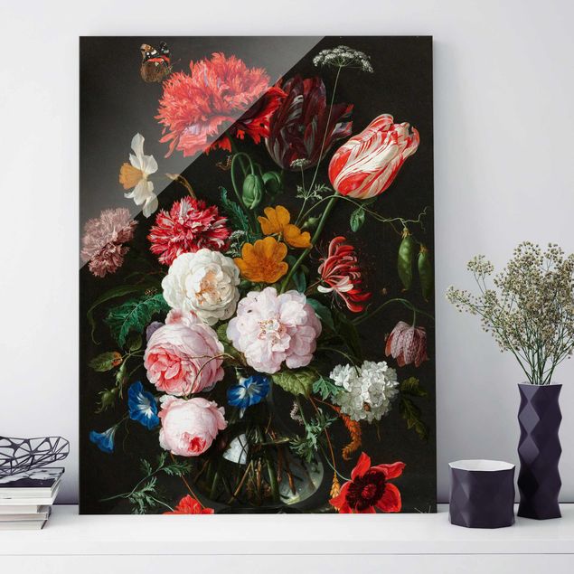 Tableaux en verre magnétique Jan Davidsz De Heem - Nature morte avec des fleurs dans un vase en verre