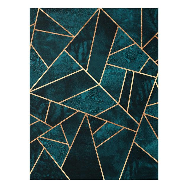 Tableaux abstraits Turquoise foncé avec or