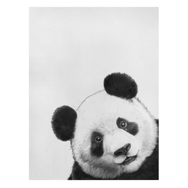 Tableaux sur toile en noir et blanc Illustration Panda Dessin Noir Et Blanc
