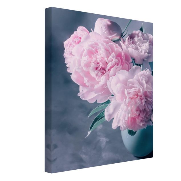 tableaux floraux Vase avec Pivoine Rose Pâle Shabby