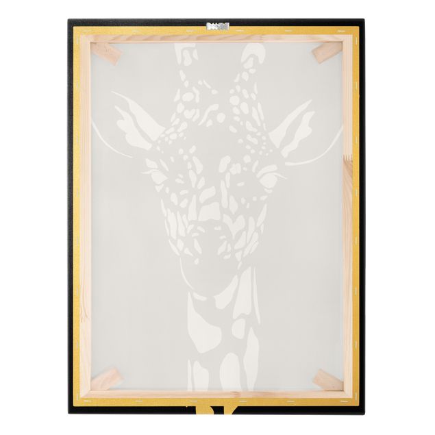 Tableau sur toile or - Safari Animals - Portrait Giraffe Black