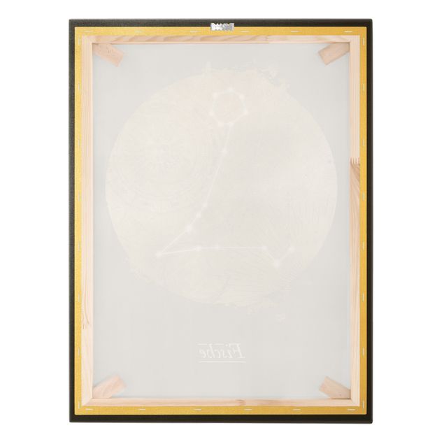 Tableau sur toile or - Zodiac Sign Pisces Gray Gold