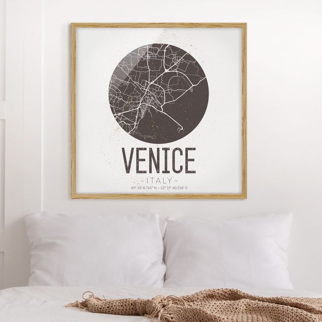 Tableaux Italie Plan de la ville de Venise - Rétro