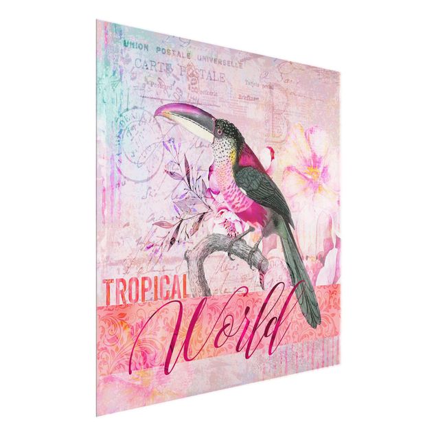 Cadre animaux Collage vintage - Monde Tropical Tucan