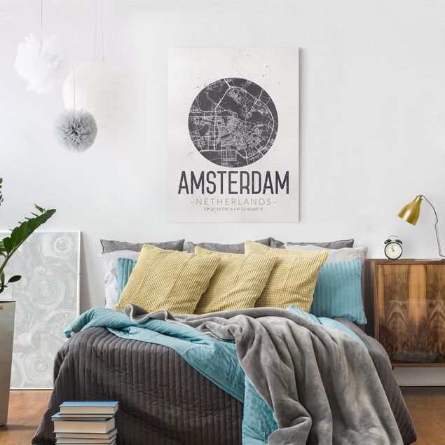Tableaux moderne Plan de ville d'Amsterdam - Rétro
