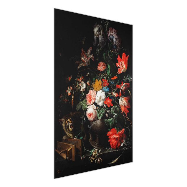 Tableaux en verre fleurs Abraham Mignon - Le Bouquet Renversé