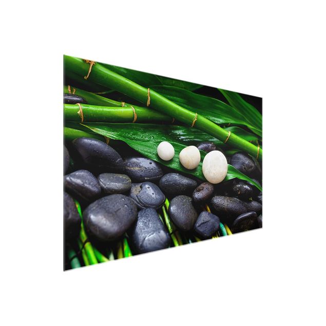 Tableaux moderne Bambou vert avec pierres zen