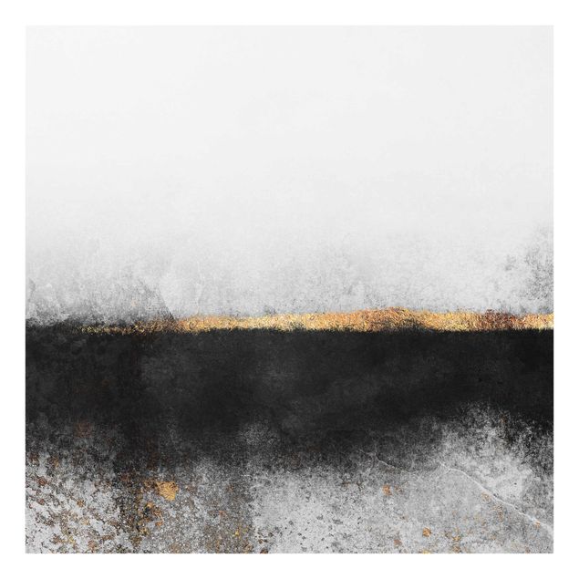 Tableau moderne Horizon doré abstrait noir et blanc