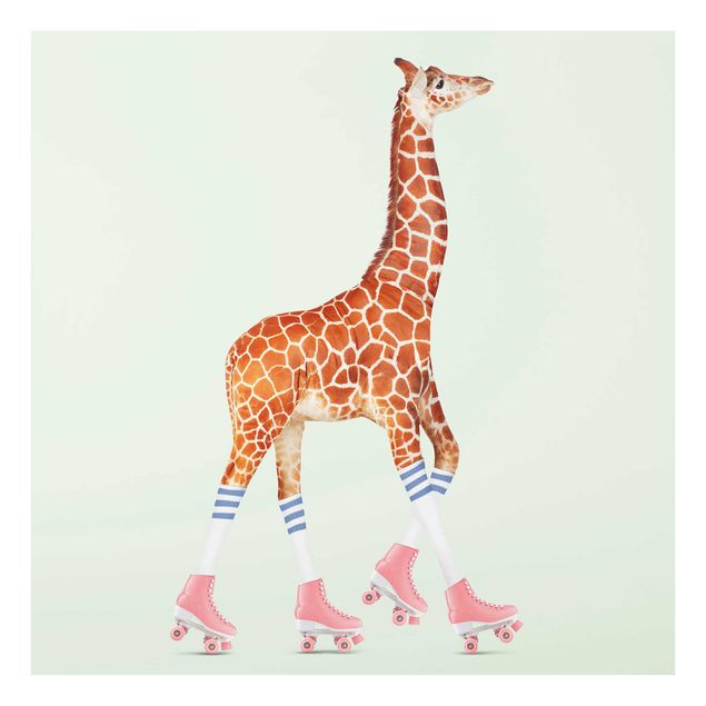 Tableaux moderne Girafe avec des patins à roulettes